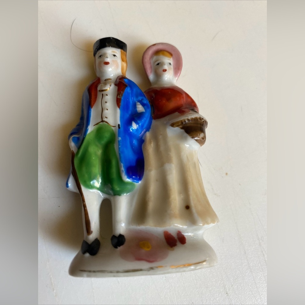 Vintage Victorian Miniature Figurine Couple Man Woman Hand Painted